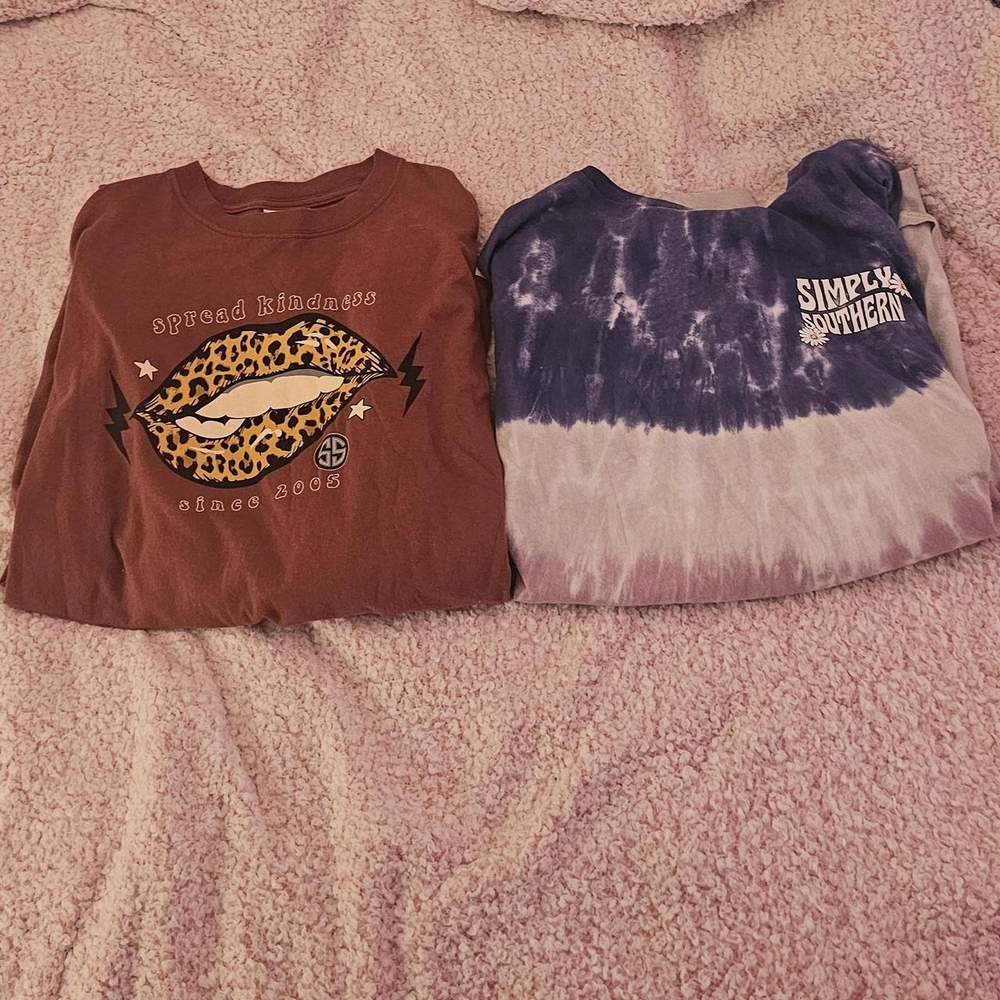 2 Simply Southern Lip-Style Long Sleeve T-Shirts!